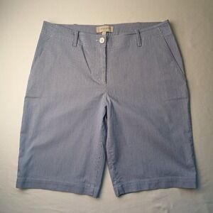 Talbots Bermuda Shorts Size 8‎ High Rise 19" Inseam Blue White Striped